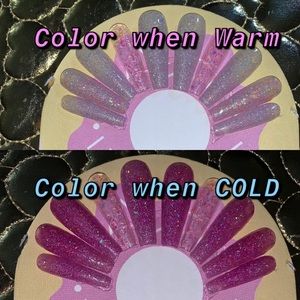 Pink Glitter Mood color change press ons